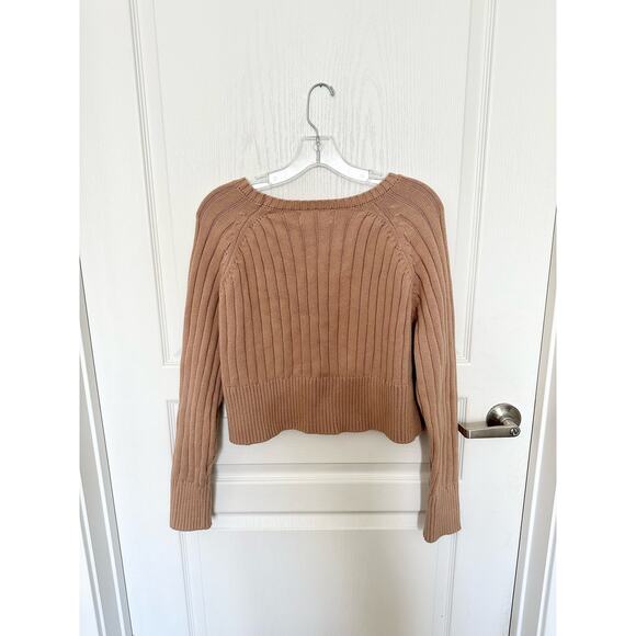 PacSun LA Hearts Ellie Cropped Crew Neck Sweater Taupe Large New - Picture 4 of 11